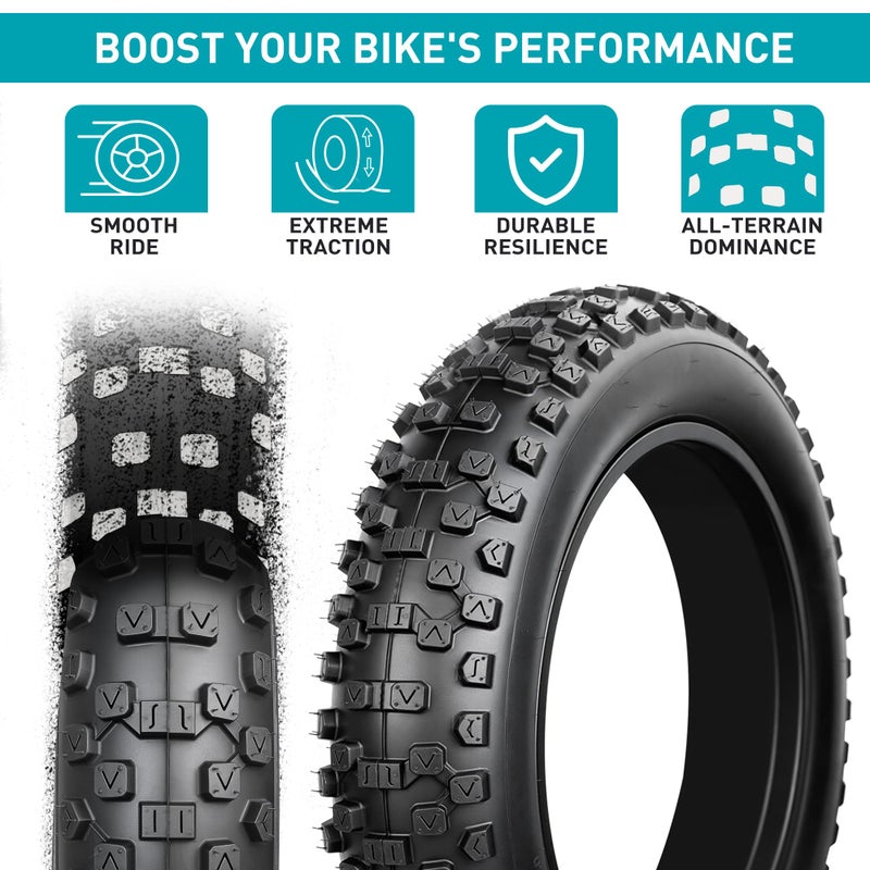 BALINGE 2 Pack Fat Tire for Ebike Mountain Bike Heavy Duty High-Performance Wear-Resistant E-Bike Mountain Snow Bike Tire 20" x 4"ï¼ŒBlackï¼Œ2 Tires 2 Tubes 2levers - Image 3