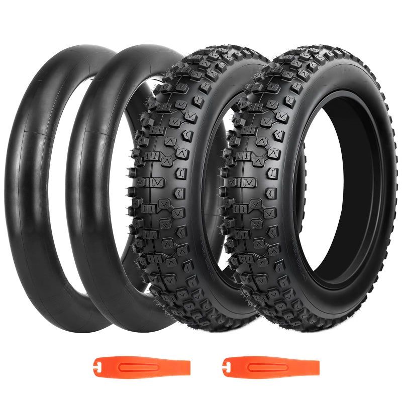 BALINGE 2 Pack Fat Tire for Ebike Mountain Bike Heavy Duty High-Performance Wear-Resistant E-Bike Mountain Snow Bike Tire 20" x 4"ï¼ŒBlackï¼Œ2 Tires 2 Tubes 2levers - Image 1
