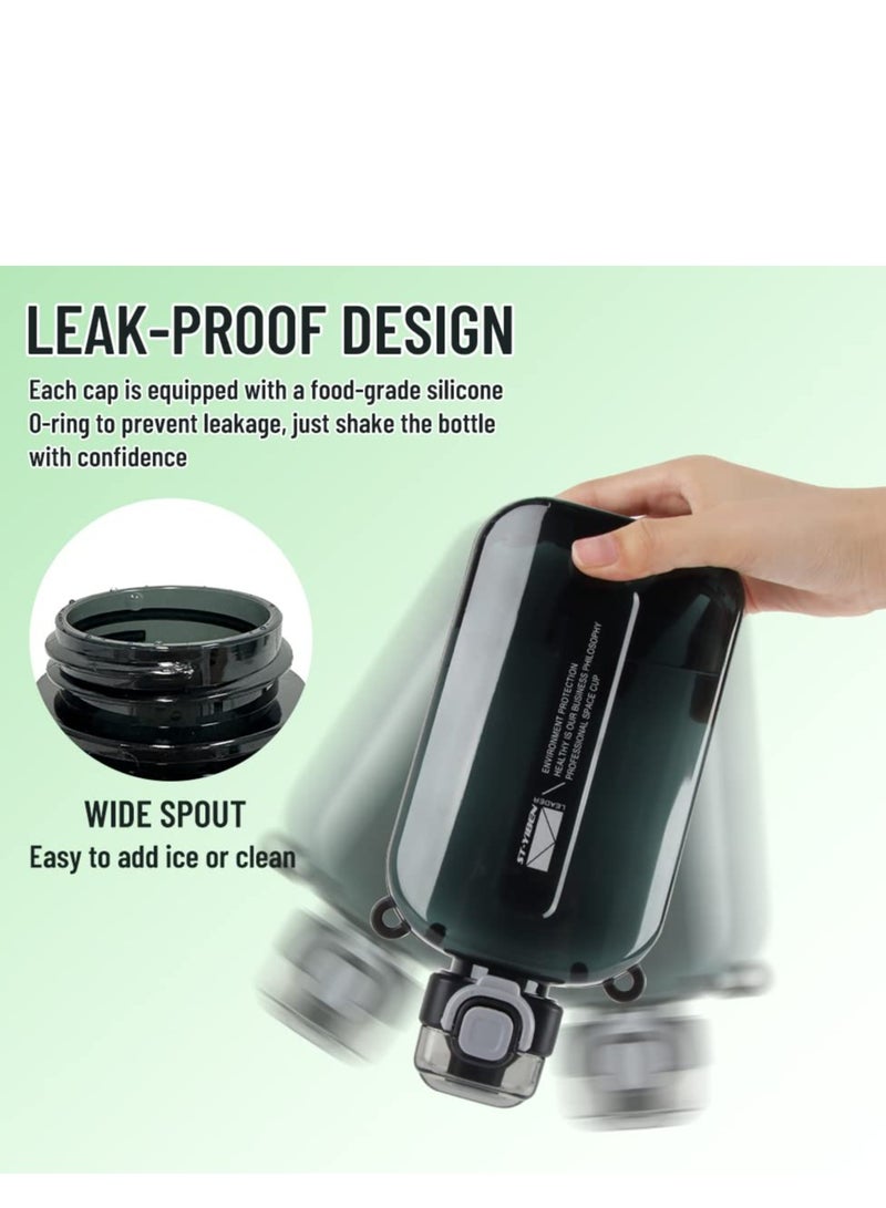 SYOSI 750ml Sports Water Bottle, Leak-Proof Flat Water Bottle, Flat Water Bottle To Carry In Bag, Personalized Water Bottle, Bpa-Free Plastic Water Bottle (Black) - Image 4