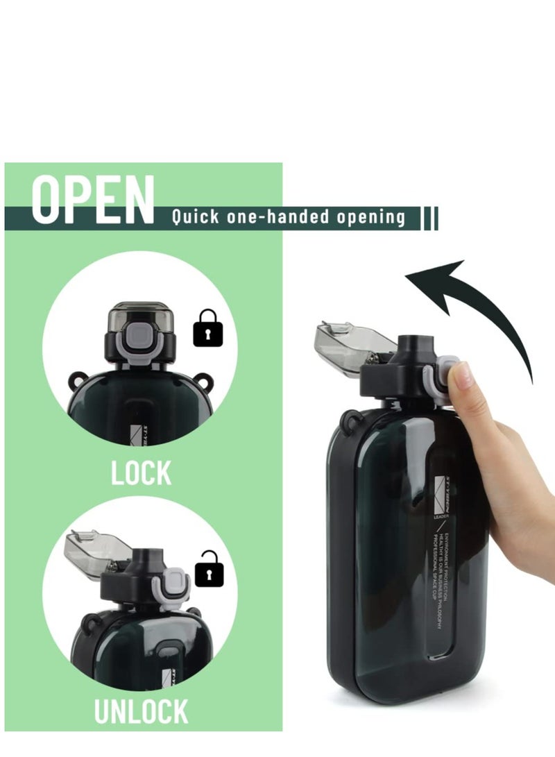 SYOSI 750ml Sports Water Bottle, Leak-Proof Flat Water Bottle, Flat Water Bottle To Carry In Bag, Personalized Water Bottle, Bpa-Free Plastic Water Bottle (Black) - Image 3