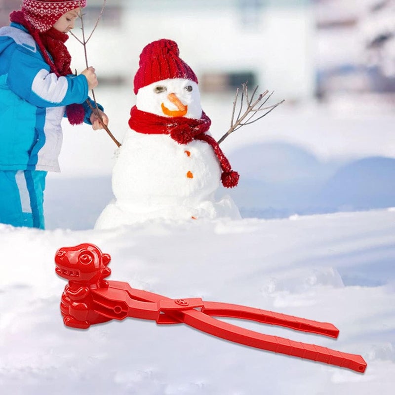 klarako Snowball Maker Toys, Dinosaur Shaped Toys and Sand Mold Fun Winter Outdoor Snow Tools Snowball Clip Snowball Game Toys for Kids Snowball Maker Tools - Red - Image 2