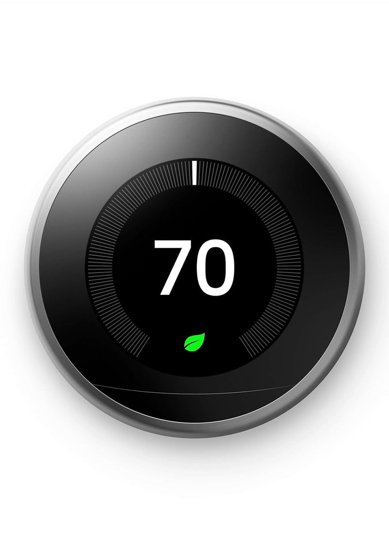 Nest Nest Google T3007ES Learning Thermostat, 3rd Gen, Smart Thermostat, Stainless Steel  - Image 1
