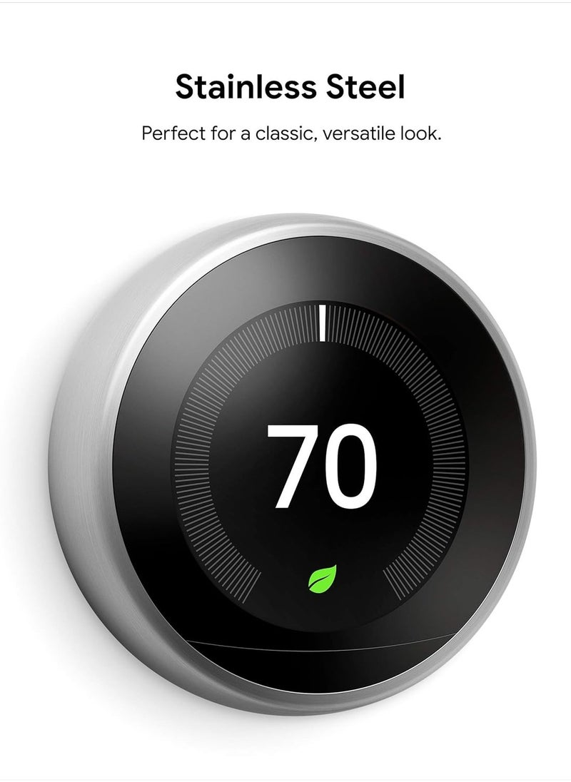 Nest Nest Google T3007ES Learning Thermostat, 3rd Gen, Smart Thermostat, Stainless Steel  - Image 2