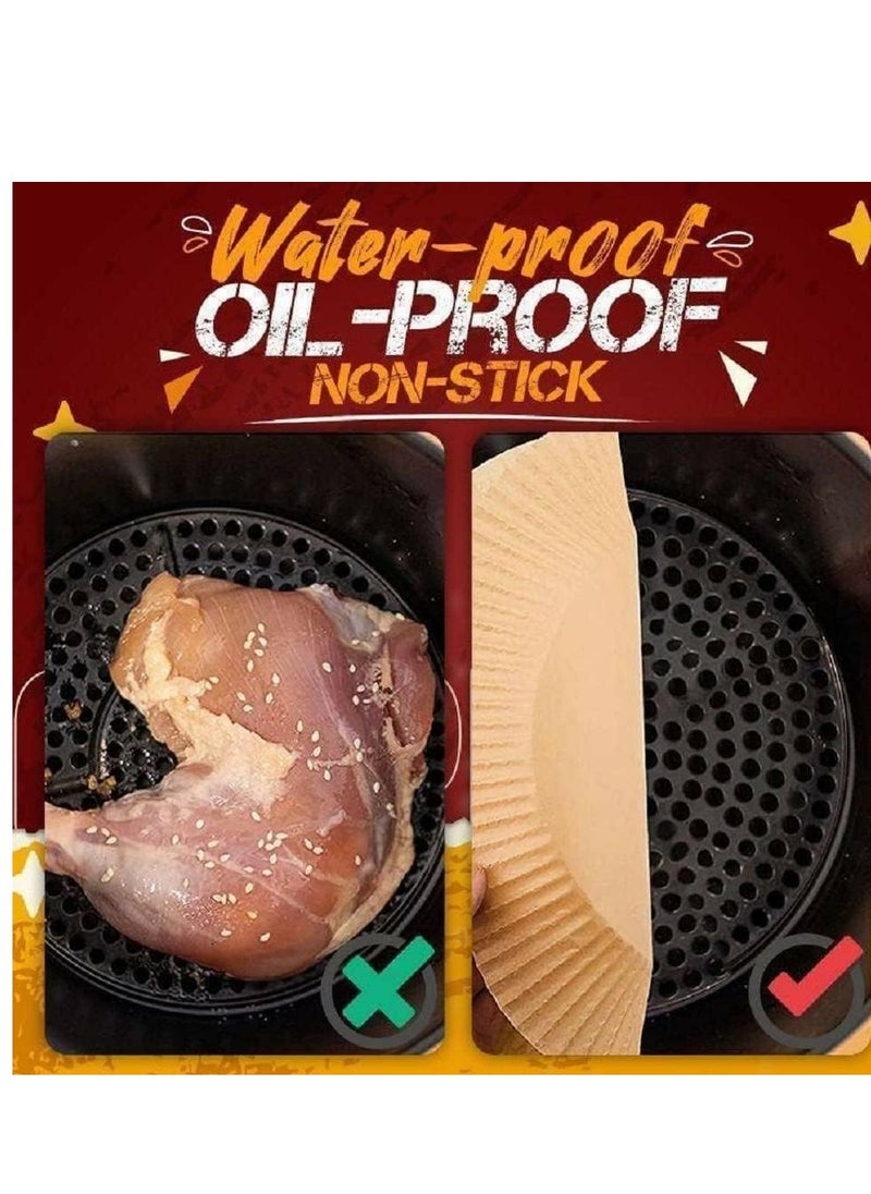 "Single-use parchment paper for air fryers, 100 pieces of non-stick air fryer liners, oil and water-resistant baking paper, microwave safe, 16 x 4.5 cm."