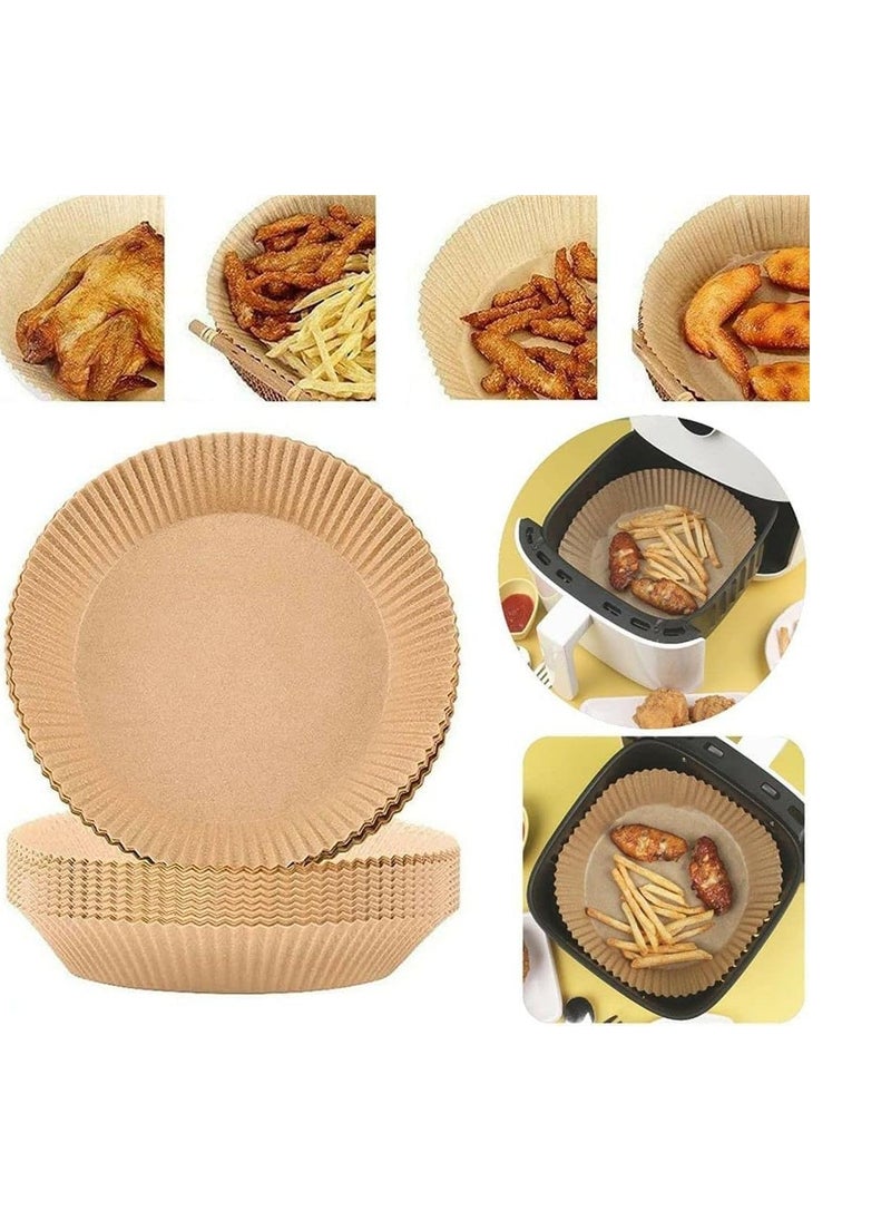 "Single-use parchment paper for air fryers, 100 pieces of non-stick air fryer liners, oil and water-resistant baking paper, microwave safe, 16 x 4.5 cm."