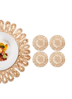 Excefore Round Braided Placemats, Round Placemats Set of 4, Table Mats Woven Heat Resistant for Dining Tables, for Dinner Holiday Wedding, Beige  - Image 1