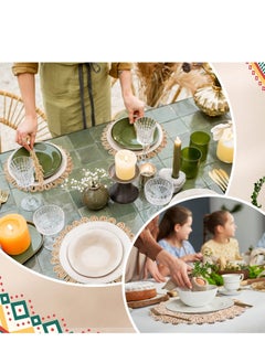 Excefore Round Braided Placemats, Round Placemats Set of 4, Table Mats Woven Heat Resistant for Dining Tables, for Dinner Holiday Wedding, Beige  - Image 5