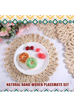Excefore Round Braided Placemats, Round Placemats Set of 4, Table Mats Woven Heat Resistant for Dining Tables, for Dinner Holiday Wedding, Beige  - Image 3