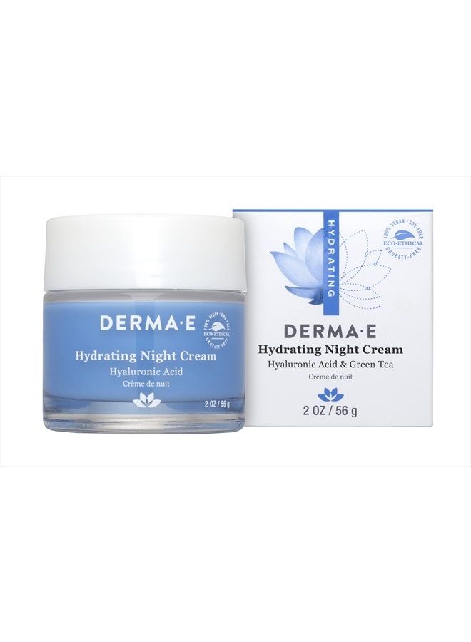 derma-e Hydrating Night Cream – Overnight Face Moisturizer with Anti-Aging Hyaluronic and Green Tea Acid to Smooth and Nourish, 2 Oz - Image 1