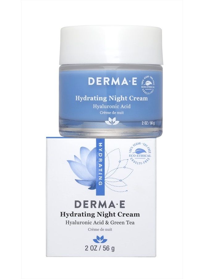derma-e Hydrating Night Cream – Overnight Face Moisturizer with Anti-Aging Hyaluronic and Green Tea Acid to Smooth and Nourish, 2 Oz - Image 2