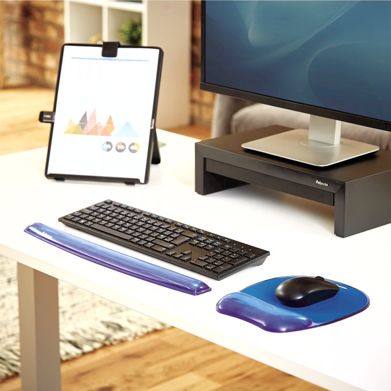 Fellowes Crystals Gel Mouse Pad Wrist Rest - Blue (91141) - Image 4