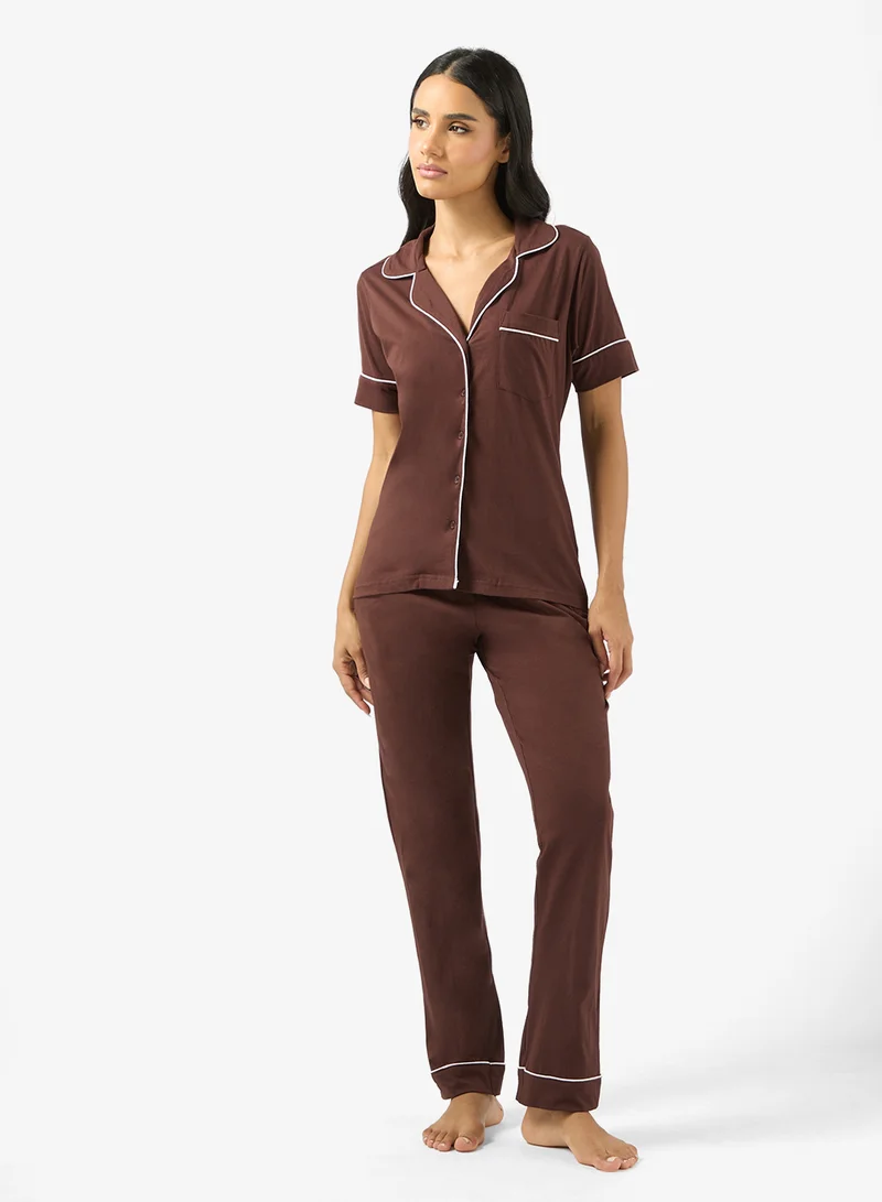 Ginger Cotton Relaxed Fit Shirt & Pyjama Set