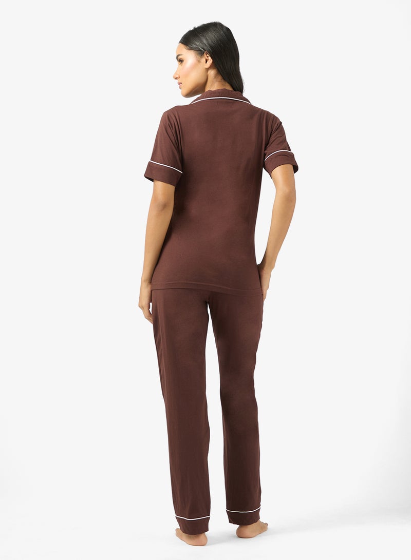 Ginger Cotton Relaxed Fit Shirt & Pyjama Set - Image 2