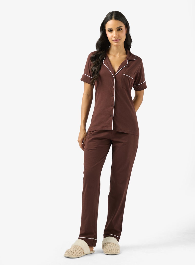 Ginger Cotton Relaxed Fit Shirt & Pyjama Set - Image 5