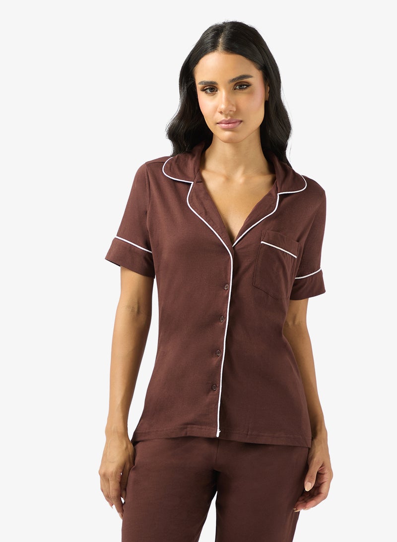 Ginger Cotton Relaxed Fit Shirt & Pyjama Set - Image 3