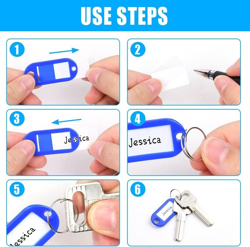 Key Tags .Colors with Split Rings for Keys, Key Rings with Luggage Tags, Pet Name and Office Key Stickers, Writable and Changeable Paper Tags Choose the Right Number for Your Business (20) - Image 3