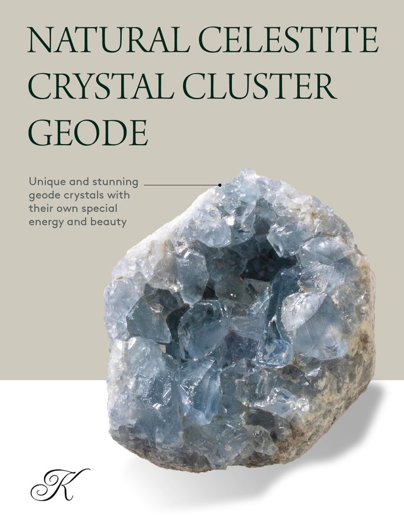 KALIFANO Raw AAA+ Celestite Crystal Cluster Geode - High Energy Natural Celestine Stone - Reiki Wicca Celestita Rock with Healing and Calming Effects (Family Owned and Operated) - Image 4