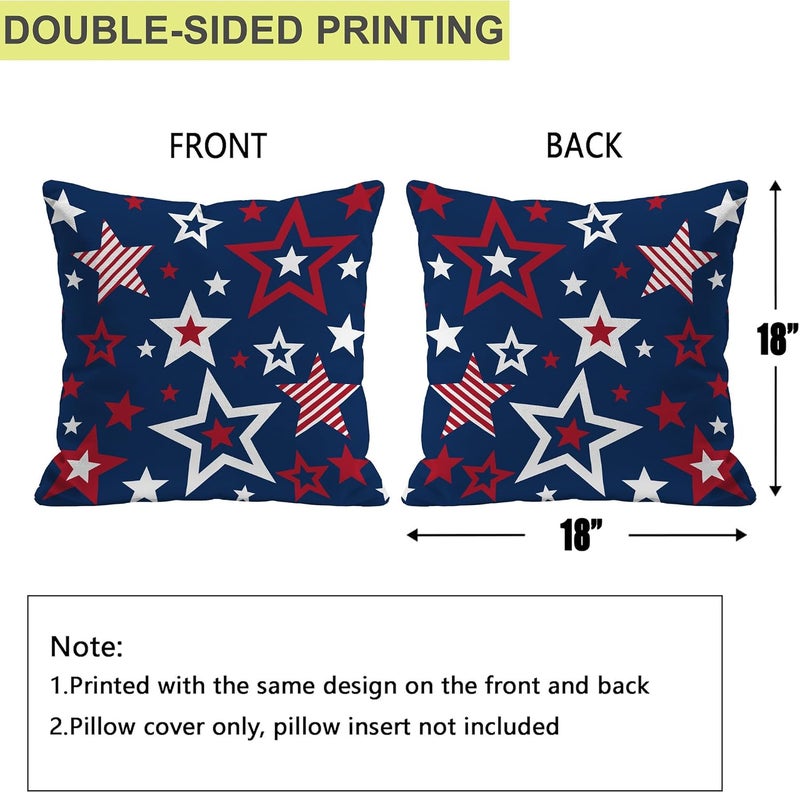 Identiy Patriotic American Stars Throw Pillow Cover 18x18 Inch Pack of 1, Independence Memorial Day Decorative Pillow Case, Lumar Cushion Pillow Cover for Home Sofa Couch Indoor Outdoor - Image 2