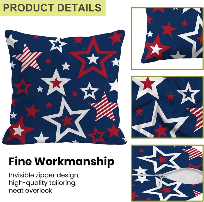 Identiy Patriotic American Stars Throw Pillow Cover 18x18 Inch Pack of 1, Independence Memorial Day Decorative Pillow Case, Lumar Cushion Pillow Cover for Home Sofa Couch Indoor Outdoor - Image 3