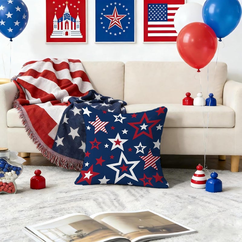 Identiy Patriotic American Stars Throw Pillow Cover 18x18 Inch Pack of 1, Independence Memorial Day Decorative Pillow Case, Lumar Cushion Pillow Cover for Home Sofa Couch Indoor Outdoor - Image 5