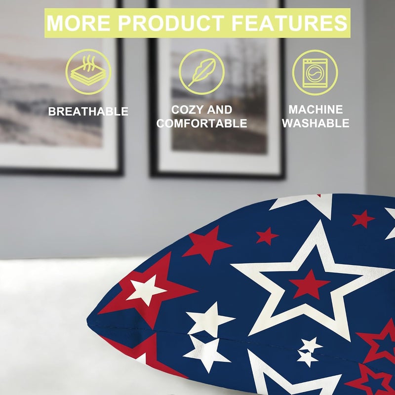 Identiy Patriotic American Stars Throw Pillow Cover 18x18 Inch Pack of 1, Independence Memorial Day Decorative Pillow Case, Lumar Cushion Pillow Cover for Home Sofa Couch Indoor Outdoor - Image 4