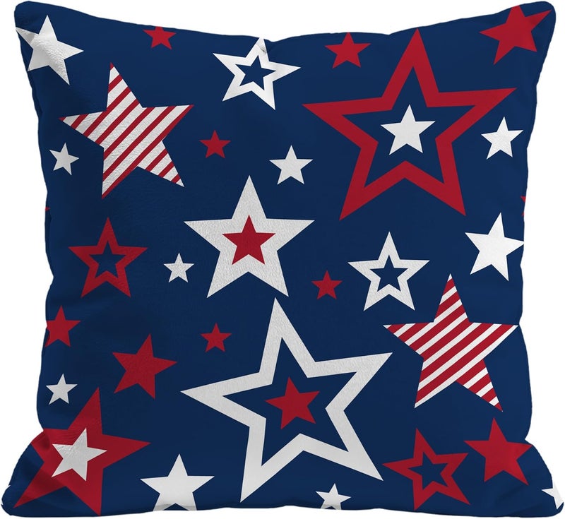 Identiy Patriotic American Stars Throw Pillow Cover 18x18 Inch Pack of 1, Independence Memorial Day Decorative Pillow Case, Lumar Cushion Pillow Cover for Home Sofa Couch Indoor Outdoor - Image 1