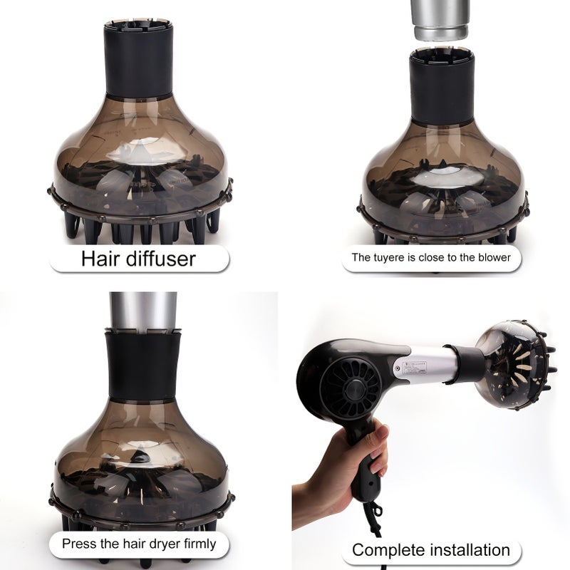 1pc Universal Hair Dryer Nozzle Black Transparent with Comb Teeth for Voluminous Curls and Frizz Control Salon Grade Styling Tool Compatible with Most Hair Dryers for Home and Barber Shop Use - Image 5
