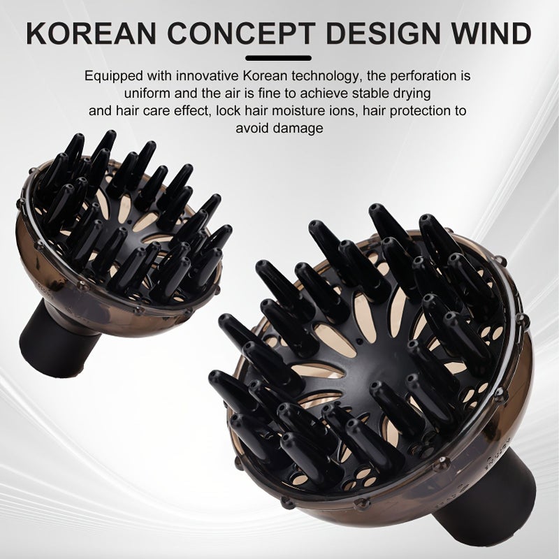 1pc Universal Hair Dryer Nozzle Black Transparent with Comb Teeth for Voluminous Curls and Frizz Control Salon Grade Styling Tool Compatible with Most Hair Dryers for Home and Barber Shop Use - Image 3