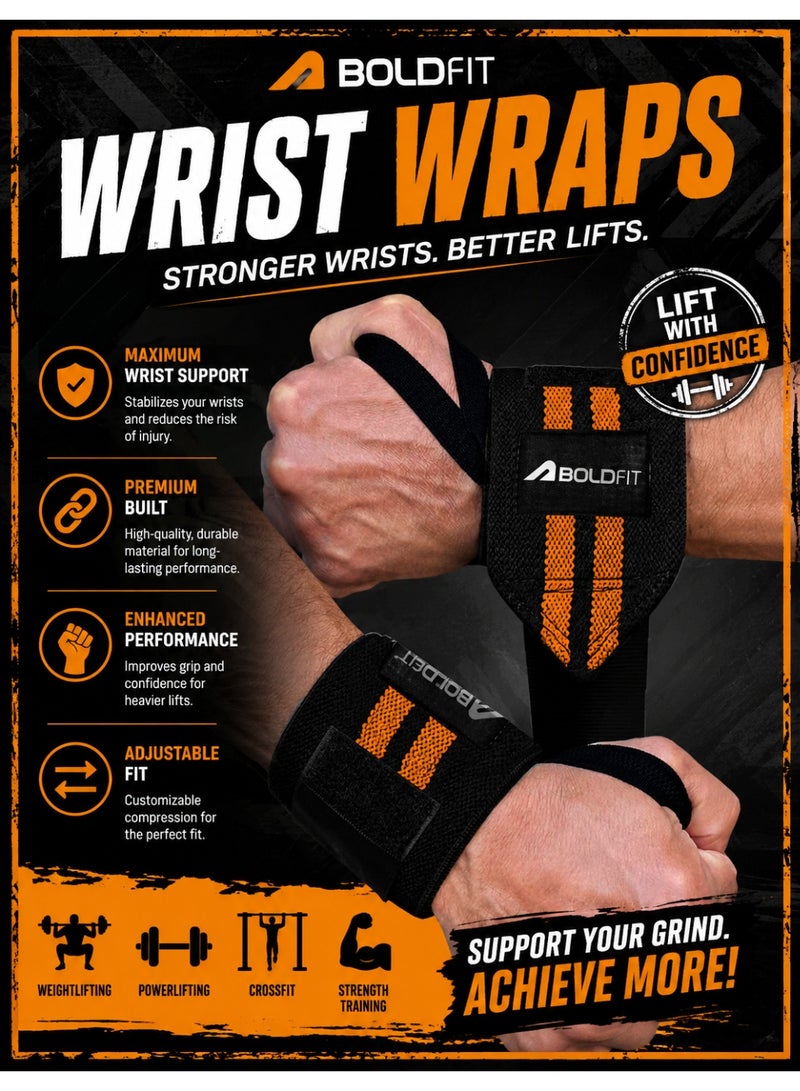 BOLDFIT Gym Hand Grip Wrist Supporter Band with Thumb Loop Straps For Men and Women - Image 1