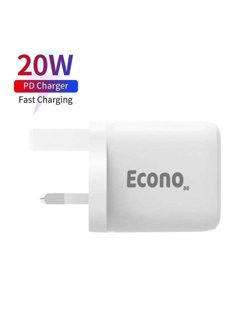 ECONO iPhone 14 Pro Charger, 20W wall charger QC3.0 USB Type-C PD3.0, dual port ultra-charger, Universal dual port charger, compatible with iPhone 14/13/12/11, Samsung, Google Pixel - Image 4