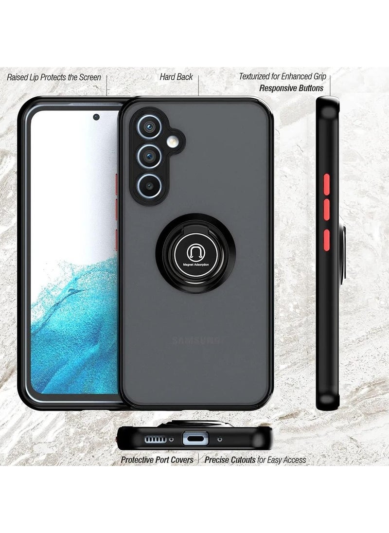 Generic Samsung Galaxy A55 5G Rotational Metal Ring Kickstand Cover Anti Fingerprint Scratch Resistance Matte Finish Case Soft TPU Bumper Magnetic Car Mount Cover for Samsung Galaxy A55 5G  - Image 4