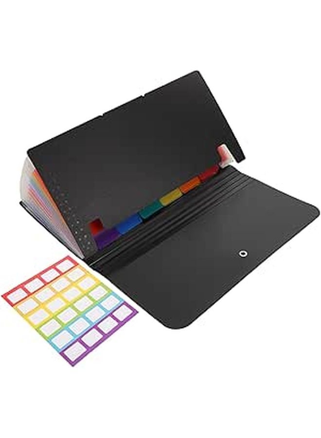 Mini Accordion File Organizer Folder 2 Pack Black Expandable 13 Layer Document Receipt Holder For Office Travel - Image 1