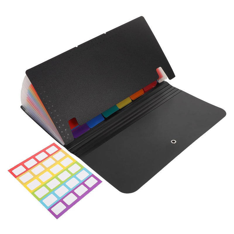 Mini Accordion File Organizer Folder 2 Pack Black Expandable 13 Layer Document Receipt Holder For Office Travel - Image 2