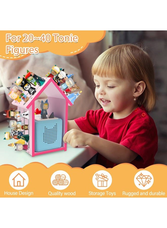 Taladad for Tonie Shelf,Tonies Storage for Creative Tonie Box Magnetic Shelf for Tonie Figures,Characters,Wooden for Kids (Pink) - Image 5