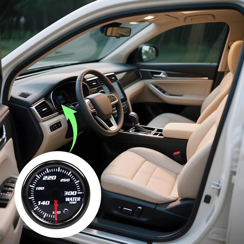 2 Automotive Led Temp Gauge, 12V Universal Car Temperature Gauge, 100°F–300°F Range, 7-Color Backlight - Image 3