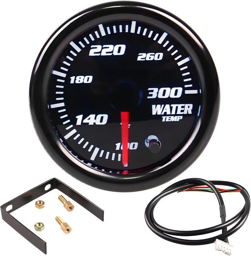 2 Automotive Led Temp Gauge, 12V Universal Car Temperature Gauge, 100°F–300°F Range, 7-Color Backlight - Image 1