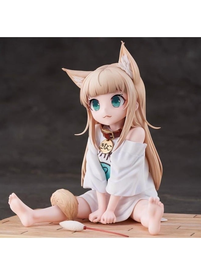 null - Beautiful Girl High Quality Sitting Posture Soybean Powder Cat Niang Handmade Anime Model Secondary Desktop Chassis Ornaments Toy-Color:Collection And Pay Attention To Priority Delivery - Image 1