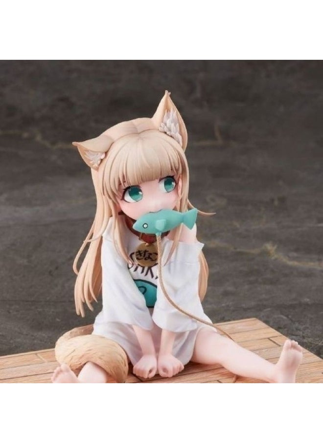 null - Beautiful Girl High Quality Sitting Posture Soybean Powder Cat Niang Handmade Anime Model Secondary Desktop Chassis Ornaments Toy-Color:Collection And Pay Attention To Priority Delivery - Image 1