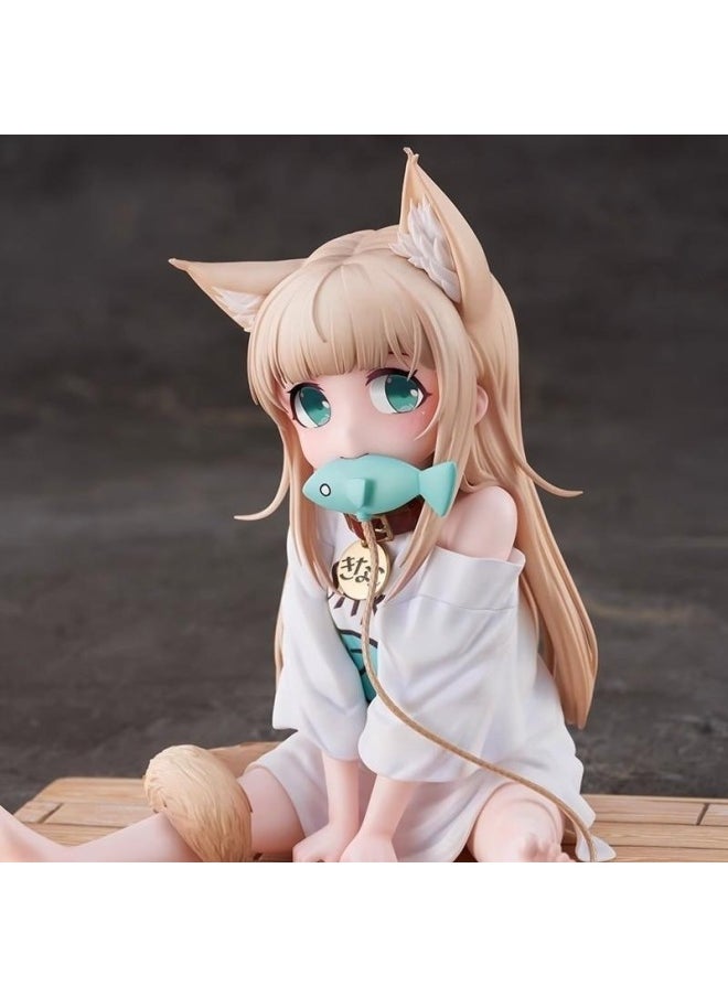 null - Beautiful Girl High Quality Sitting Posture Soybean Powder Cat Niang Handmade Anime Model Secondary Desktop Chassis Ornaments Toy-Color:Collection And Pay Attention To Priority Delivery - Image 1
