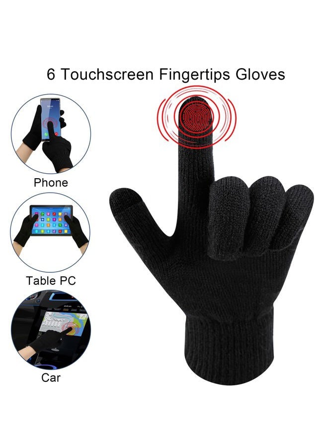 Hicdaw 3 Pcs Womens Winter Hats Gloves Scarf Set Winter Hats for Women Beanie Hat Long Scarf Fleece Lined Touchscreen Gloves, Black, One size - Image 3