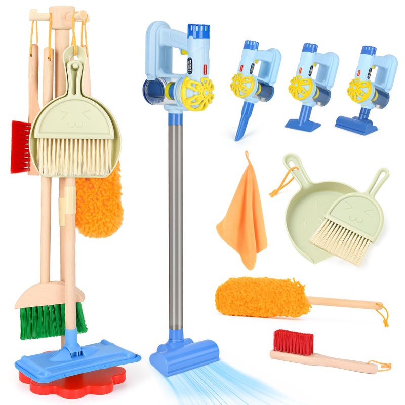 Dreamon Wooden Toddler Cleaning Set 11Pcs Kids Cleaning Toy Set with 3in1 Kids Vacuum That Really Works Montessori Cleaning Toys with Broom and Mop Set for Toddlers Girls Boys Age 36 - Image 3