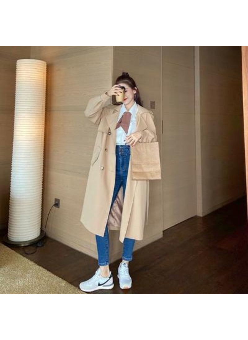 Generic - Petite Womens Trench Coat Slim Black British Style Spring 2023 Gray Brown - Image 1
