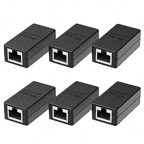 Dingsun RJ45 Coupler, Ethernet Extender Female to Female Ethernet Coupler for Cat7/ Cat6/ Cat5/ Cat5e(6Pack, Black) - Image 1