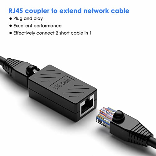 Dingsun RJ45 Coupler, Ethernet Extender Female to Female Ethernet Coupler for Cat7/ Cat6/ Cat5/ Cat5e(6Pack, Black) - Image 2
