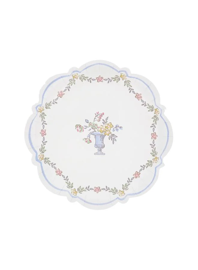 Chintz Border Side Plates - Pack of 8, 450gsm Paper Plates with Waved Edges and Rococo Floral Chintz Design, Stylish Party Tableware for Garden Lunches, Afternoon Teas & Celebrations
