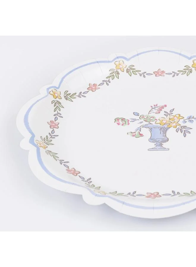 Meri Meri  Chintz Border Side Plates - Pack of 8, 450gsm Paper Plates with Waved Edges and Rococo Floral Chintz Design, Stylish Party Tableware for Garden Lunches, Afternoon Teas & Celebrations  | Best Price UAE