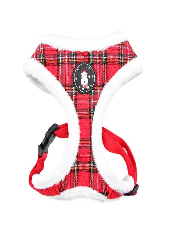 Puppia Blitzen Dog Harness Over-the-Head Warm Winter Christmas Holiday Harness Adjustable Chest for Small and Medium Dog, Checkered Red, Medium - Image 1