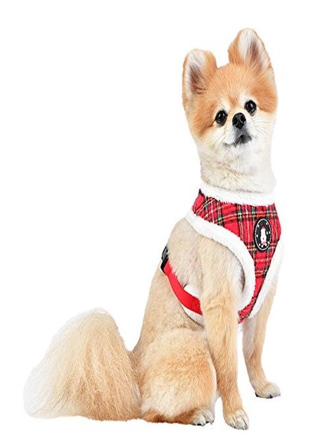 Puppia Blitzen Dog Harness Over-the-Head Warm Winter Christmas Holiday Harness Adjustable Chest for Small and Medium Dog, Checkered Red, Medium - Image 4