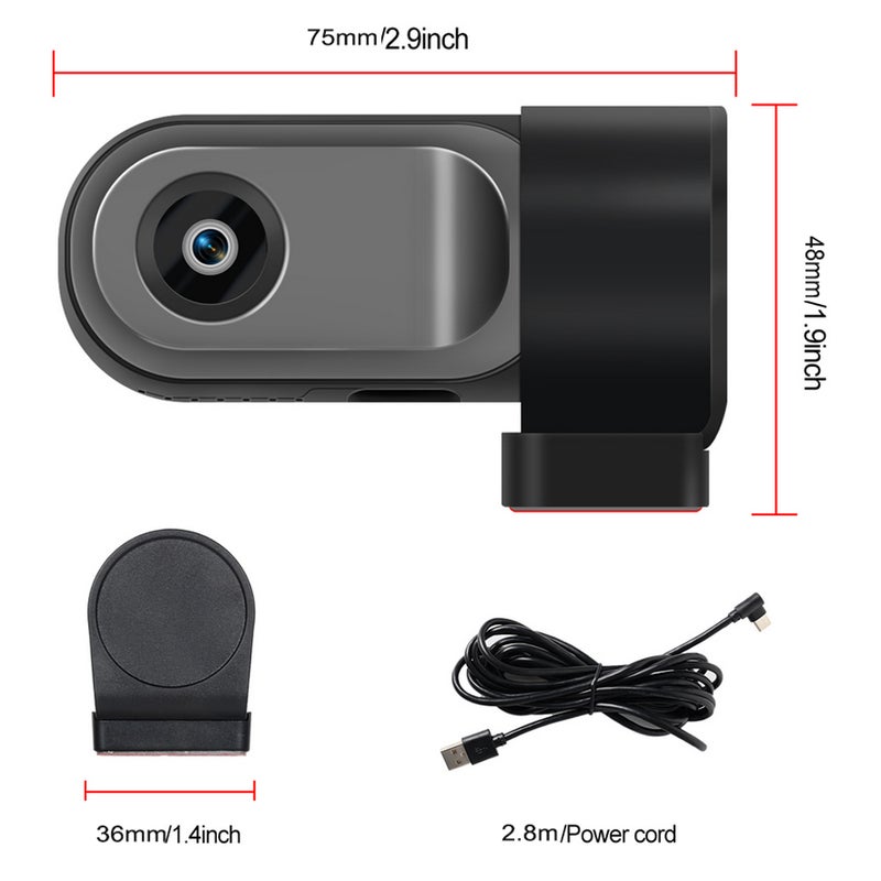 كاميرا لوحية USB للسيارة مع ملاحة أندرويد ومسجل فيديو للقيادة - كاميرا لوحية DVR بدوران 360 درجة بنظام مساعد ADAS، زاوية واسعة 140 درجة، تدعم الرؤية الليلية والتسجيل الدائري - Image 3