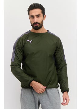 Men Allover Print Track Jacket, Olive Combo